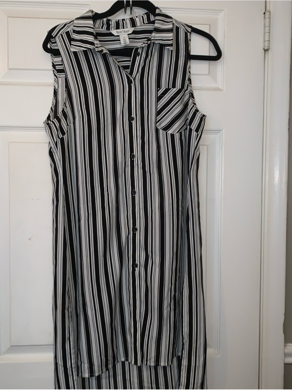 White House Black Market Sleeveless Striped Shirt Dress Size M - Picture 3 of 7